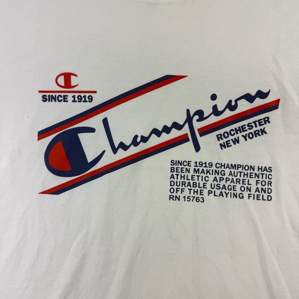 Champion White Rochester NY Graphic Cotton T-Shirt Men's‎ 2XL Short Sleeve NWT - Picture 4 of 9